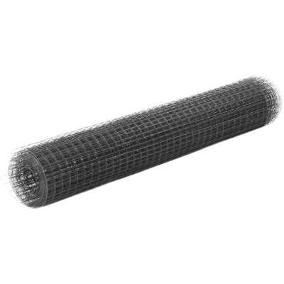 Image of vidaXL Chicken Wire Fence Steel Material with PVC Coating Ideal for Poultry Protection and Garden Fencing Easy to Install Shape Grey (10 x 1m)