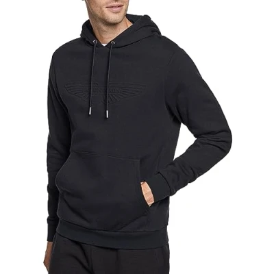 Image of Hackett London Men&#039;s AM Embossed HDY Hooded Sweatshirt, Black (Black), M