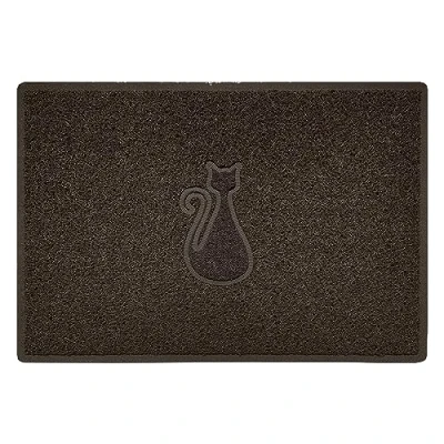 Image of Nicoman CAT Embossed Shape Door Mat Dirt Trapper Washable Barrier Doormat (Use Indoor or Sheltered Outdoor) (90x60cm/3x2ft,Large) Brown