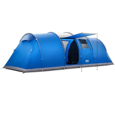 Image of Trail Hexton XL 6 Man 2 Room Tent, Family Camping Tunnel 5000mm Waterproof, Dark Zone Bedrooms, Living Area with Standing Height, Sewn In Groundsheet, Carry Bag (L700cm x W240cm H220cm)