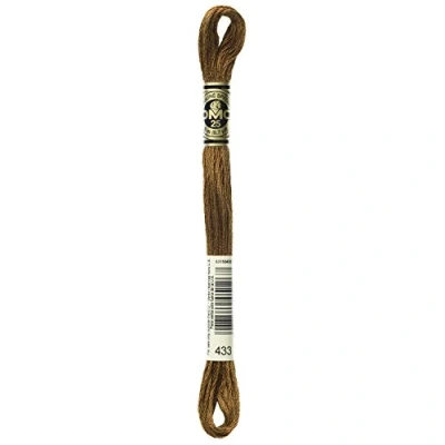 Image of DMC 117 433 Six Stranded Cotton Embroidery Floss, Medium Brown, 8.7 Yard