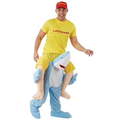 Image of Fun Shack Shark Piggyback Costume Halloween Costumes for Men Adult One Size