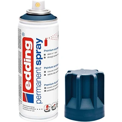 Image of edding 5200 permanent spray elegant midnight matt 200 ml acrylic paint for painting and decorating glass, metal, wood, ceramic, plastic, canvas aerosol spray,