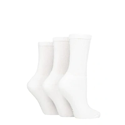 Image of Women&#039;s 3 Pair SOCKSHOP TORE 100% Recycled Plain Cotton Sports Socks White 4 8 Ladies