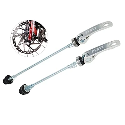 Image of PLATT Bike Wheel Hub Skewers MTB Quick Release Front and Rear Axle Fit for Road Bike,Mountain Bike,BMX (Sliver,1Pair)