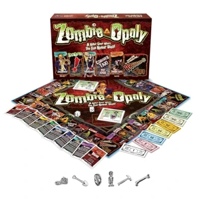Image of Zombie Opoly Board Game Family Time Games For Adults, Children, Monsters, Spooks &amp; The Walking Dead 2 to 6 Players, Strategy Fun Ages 8 and Up A Killer Where Never Dies