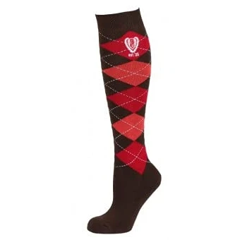 Image of Covalliero Covall Brescia 324216 Women&#039;s Riding Socks Checked Size 34 36 Terra