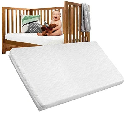 Image of Brillars Thick Foam Travel Cot Mattress Firm to fit Red Kite, Graco 90 x 52 x4 cm Quilted Breathable/Anti allergenic Removable Cover UK Made
