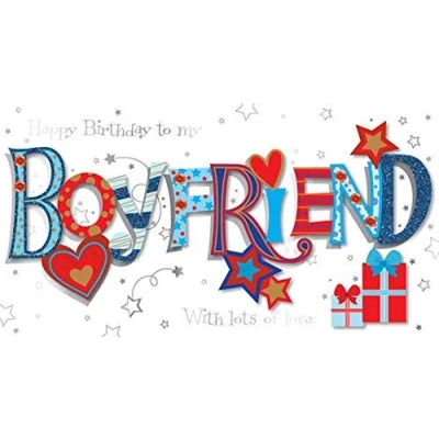 Image of Boyfriend Birthday Handmade Embellished Greeting Card by Talking Pictures Cards