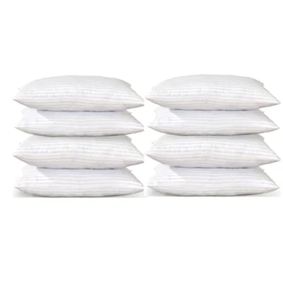 Image of CHILIMILII Hotel Quality Hollow Fibre Stripe Pillows Premium Filled Bounce back 74x48cm for Stomach side sleepers (Pack of 8)