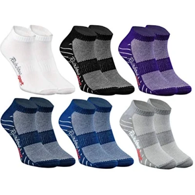 Image of Rainbow Socks Women Men Colourful Cotton Short Trainer Sport 6 Pairs White Black Purple Navy Blue Gray Size 10 11,5
