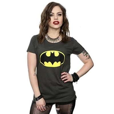 Image of DC Comics Women&#039;s Batman Logo T Shirt X Small Light Graphite