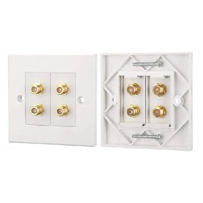 Image of K M Electronics® 1 Gang Quad 4 X F Type Coax COAXIAL Wall Socket Plate TV Satellite Sky Virgin