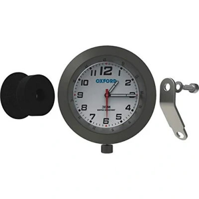 Image of Oxford OX561 Motorcycle Analogue Clock Titanium