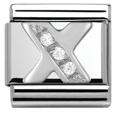 Image of Nomination Silver Cubic Zirconia Letter Charm X