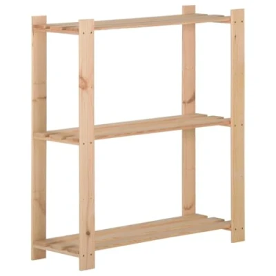 Image of vidaXL 3 Tier Storage Rack Versatile Solid Pinewood Organiser for Homes, Offices, Garages Customisable color Easy to Assemble Unit