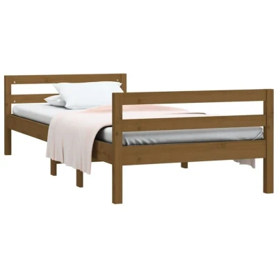 Image of vidaXL Bed Frame without Mattress Honey Brown 75x190 cm Small Single Solid Wood Pine