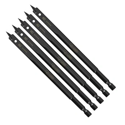 Image of 5 x SabreCut SCRIW08_5 8mm 152mm Impact Rated Flat Wood Spade Bits Compatible with Bosch Dewalt Makita Milwaukee and Many Others