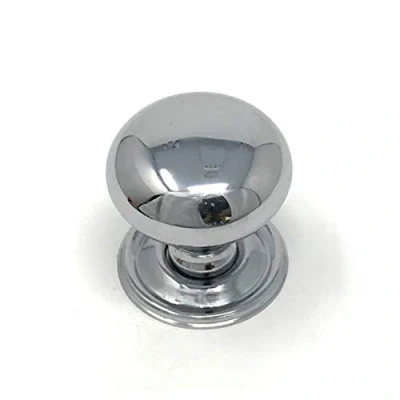 Image of Handle &amp; Home 38mm Diameter Polished Chrome Knob with Backplate for Kitchen Cabinets Bedroom Bathroom Furniture Cupboards