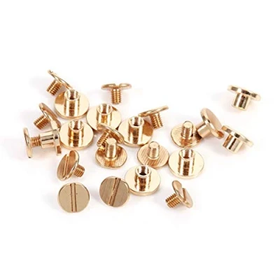 Image of Brass Buttons Stud, 10 Sets 5mm Solid Stud Screw Nail Screwback Cap Rivets Leathercraft Studs Belt Strap Bag Screws