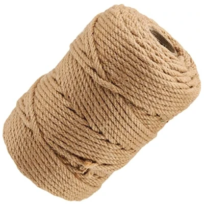 Image of MANCHAP 100m x 6mm Natural Jute Rope, 328 FT 1/4 IN 4 Strand Twisted Braided Hemp Rope Twine String for Crafts, Bundling, Gardening Decoration