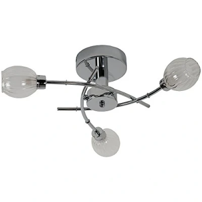 Image of Regal Modern 3 Way Light Semi Flush Ceiling in Polished Chrome LED Compatible Ideal for Low Ceilings