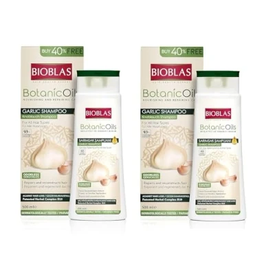 Image of 2 x Garlic Shampoo 500 ml Bioblas, Odourless, Anti Hair Loss Women and Men Economy Pack