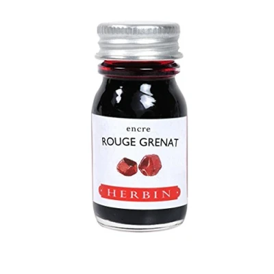 Image of Herbin 11529T 10ml bottle of ink for fountain pens and roller (product without packaging zero waste objective), Rouge grenat/Garnet red