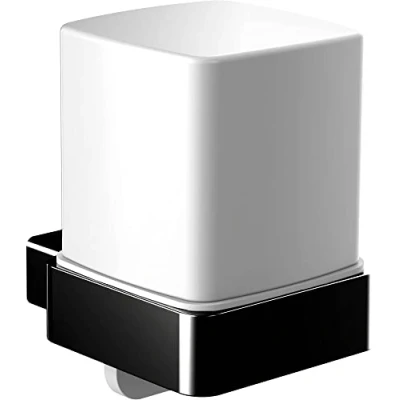 Image of Emco Loft Single Handed Soap Dispenser Frosted Glass Part Plastic Pump, Die cast zinc, Black, Wandmontage
