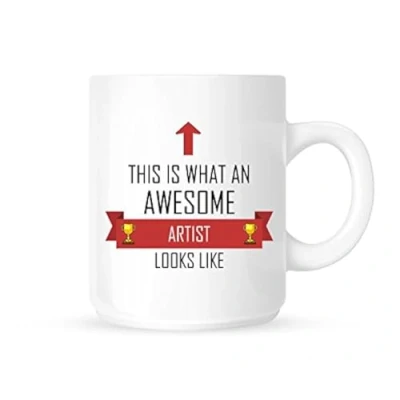 Image of This Is What An Awesome Artist Looks Like Tea/Coffee Mug/Cup Red Ribbon Design Great Gift Idea