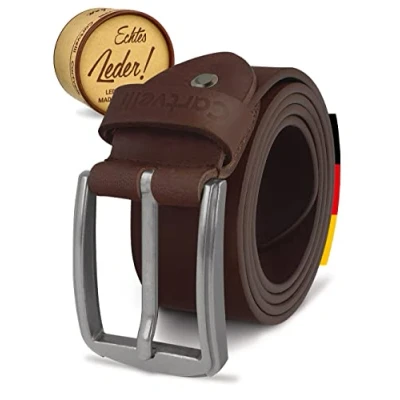 Image of Cartvelli Men&#039;s Leather Belt Black Brown with Gift Box X Large