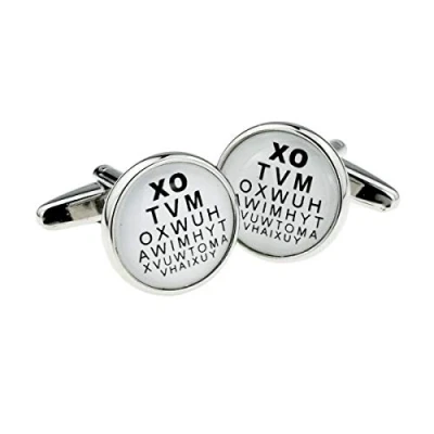 Image of Opticians Eye Sight Test Card Cufflinks Presented in a Box