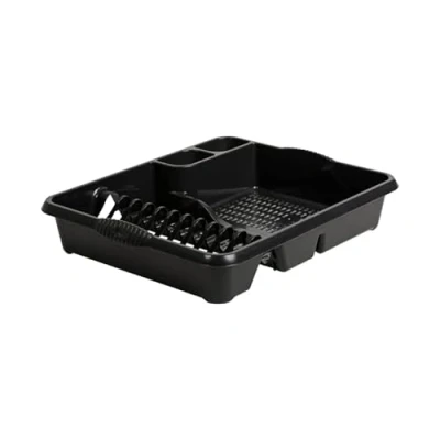 Image of Large Dish drainer Strong Plastic Holds up to 12 plates with two cutlery Midnight (Dark Grey) 46.50 x 38.00 9.00 cm
