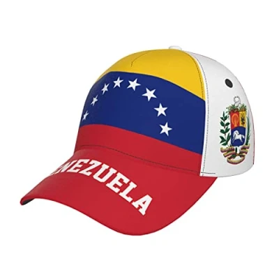 Image of RFSHOP Venezuela Flag Venezuelians Baseball Cap Full Print Adult Men Hat Patriotism Supporter Soccer Caps Black