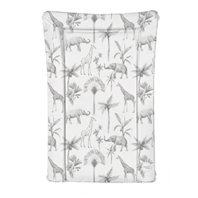 Image of Ceba Deluxe Unisex Baby Waterproof Changing Mat with Raised Edges Monochrome Safari Animals,White,125863