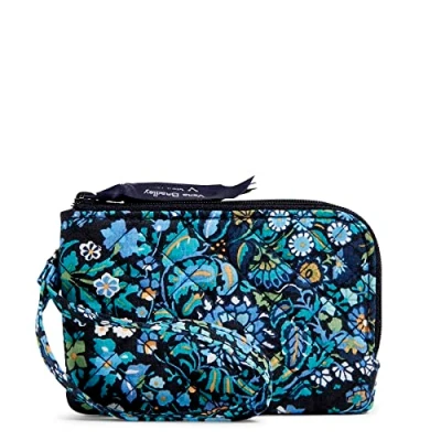 Image of Vera Bradley Cotton Double Zip Id Case Wallet with RFID Protection, Dreamer Paisley Recycled Cotton, One Size