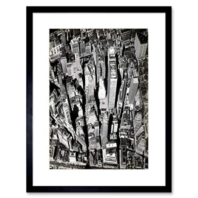 Image of Wee Blue Coo Black White Y Aerial View Manhattan City New York Framed Wall Art Print