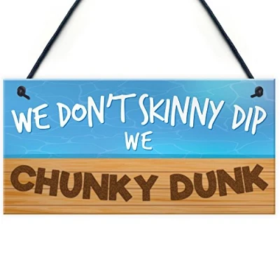 Image of RED OCEAN Funny Hot Tub Skinny Dip Chunky Dunk Sign Home Friendship Gift Hanging Plaque Best Friend Present