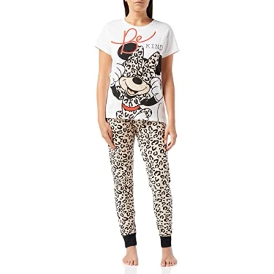 Image of Disney Minnie Mouse Womens Pyjamas, Cotton Pjs for Ladies, Sizes UK 8 to 22 (8 10) White