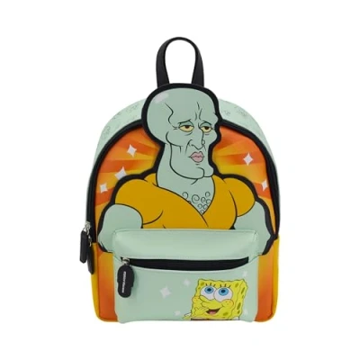 Image of Concept One Unisex&#039;s Spongebob Squarepants Mini Backpack, Handsome Squidward Small Travel Bag Purse for Men and Women, Multi, 11 inch