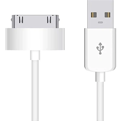 Image of USB Sync and Charging Data Cable for Compatible with iPhone 4/4s, 3G/3GS, iPad 1/2/3, 30 Pin Cables Charger Lead , 1/2/3 1M White