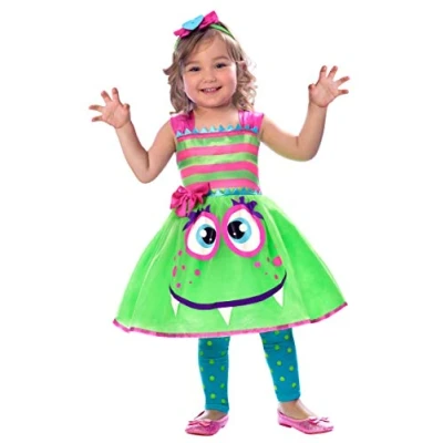 Image of amscan 9903396 Child Girls Cute Monster Dress Fancy Costume (Age 2 3 Years)