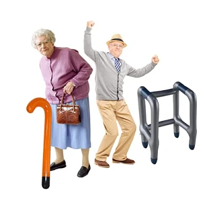 Image of Inflatable Zimmer Frame Blow Up Walking Stick for Adults Birthday Retirement Novelty Prank Decorations Joke Gifts Men Women Grandad Dress Party Accessory Photo Booth