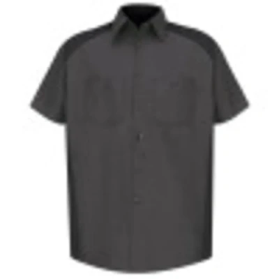Image of Red Kap Men&#039;s Motorsports Shirt, Short Sleeve, Charcoal/Black, Medium