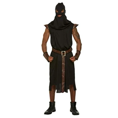 Image of Adult Men&#039;s Historical Executioner Halloween Fancy Dress Party Costume Outfit Black