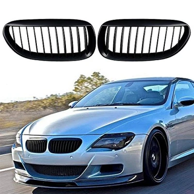 Image of 2004 2010 E63 E64 M6 6 Series Matte Black Sport Kidney Front Grille Grills Pair