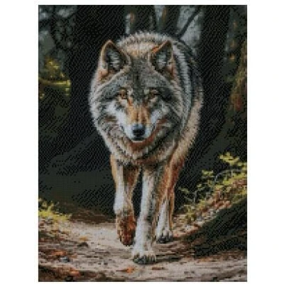 Image of Wolf in Woods 2,Counted Cross Stitch kit,14 Count,150x150 Stitch,26x26cm, Cotton Counted kit