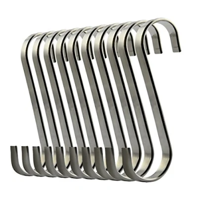 Image of ilauke S Shaped Hooks Stainless Steel Hanging Heavy Duty Hangers for Kitchen Bedroom and Office (10 Pack)