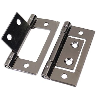 Image of Pair of 50mm/2&quot; Dark Chrome Flush Hinges Cupboard/Cabinet/Wardrobe