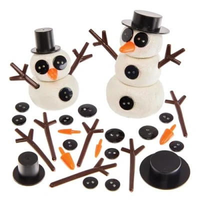 Image of Baker Ross FX867 Diy Snowman Accessory Kit Pack of 120, Christmas Arts and Crafts Decoration Kits for Kids